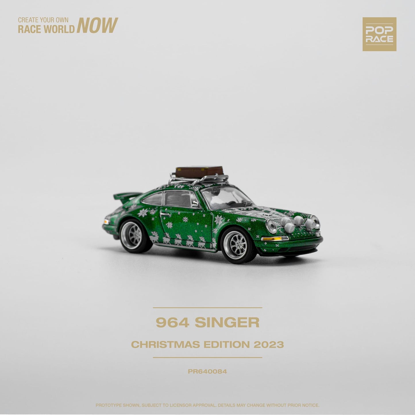 #084 - Pop Race Porsche 964 Singer Christmas Edition in Green PR640084 1:64