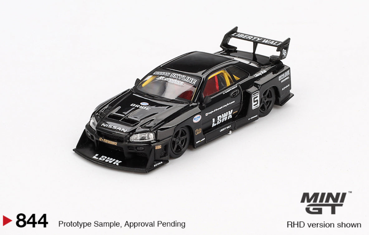 #843 & #844 - Mini GT 1:64 Nissan LB-ER34 Super Silhouette SKYLINE – Red & Black