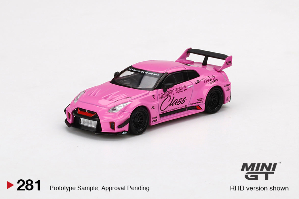 #281 - Mini GT 1:64 LB-Silhouette Works GT Nissan 35GT-RR “Class” (Pink)