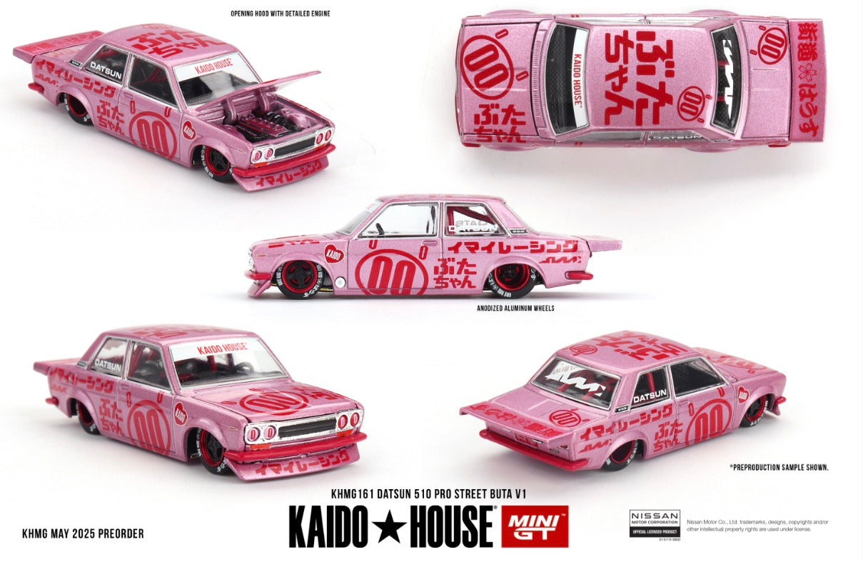 #161 - Kaido House x Mini GT 1:64 Datsun 510 Pro Street Buta V1 – Pink