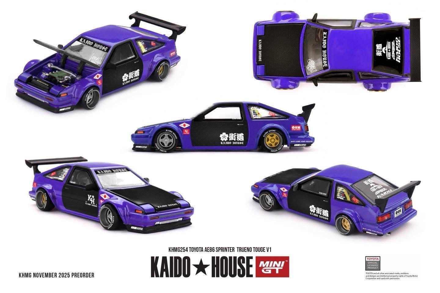 #254 - (Preorder) Kaido House x Mini GT Toyota AE86 Sprinter Trueno TOUGE V1- Blue