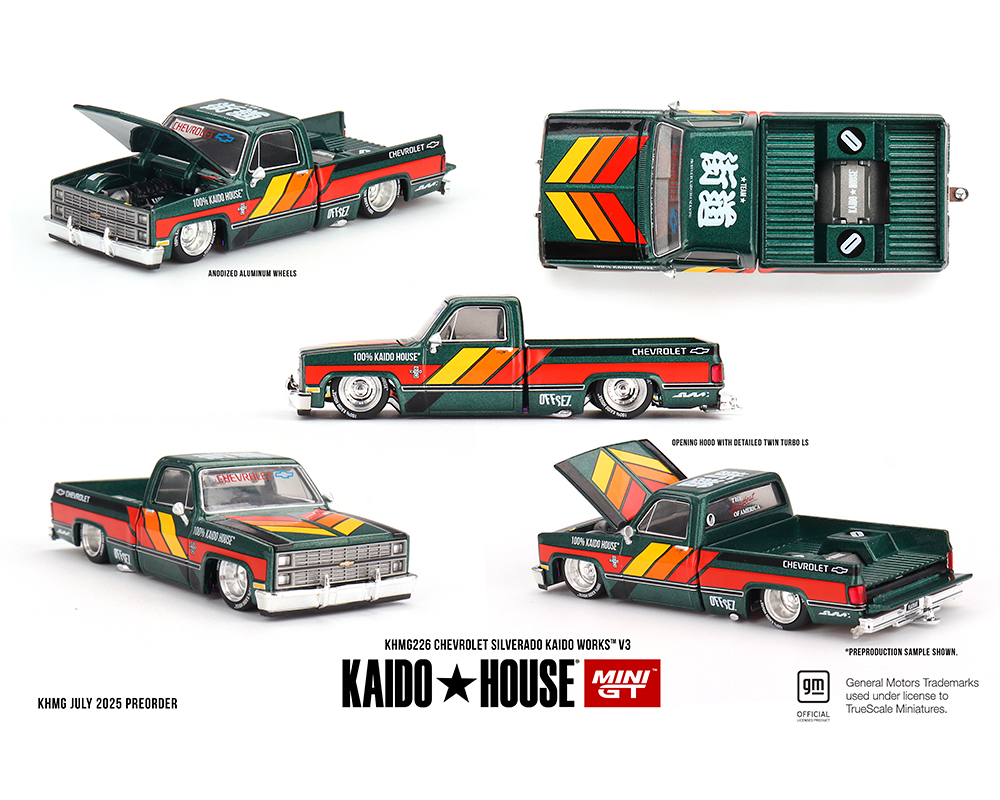 #226 - Kaido House x Mini GT 1:64 Chevrolet Silverado KAIDO WORKS V3 -Dark Green