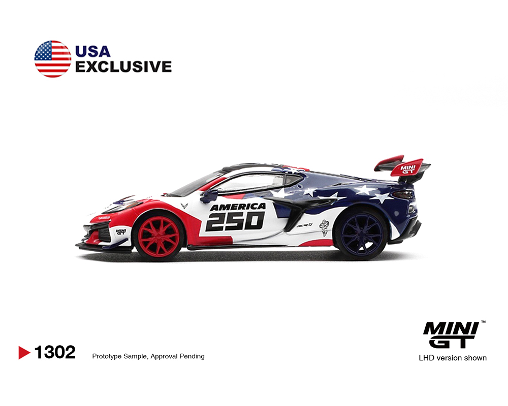 #1302 - (Preorder) Mini GT 1:64 Chevrolet Corvette ZR1 America 250 USA Exclusive LHD- Limited Edition *Limit 2 Per Order*
