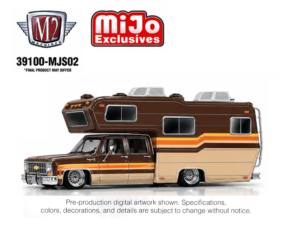 MJS02 - (Preorder) M2 Machines 1:64 1974 Chevrolet Cheyenne Super 30 Custom Camper – Beige Brown
