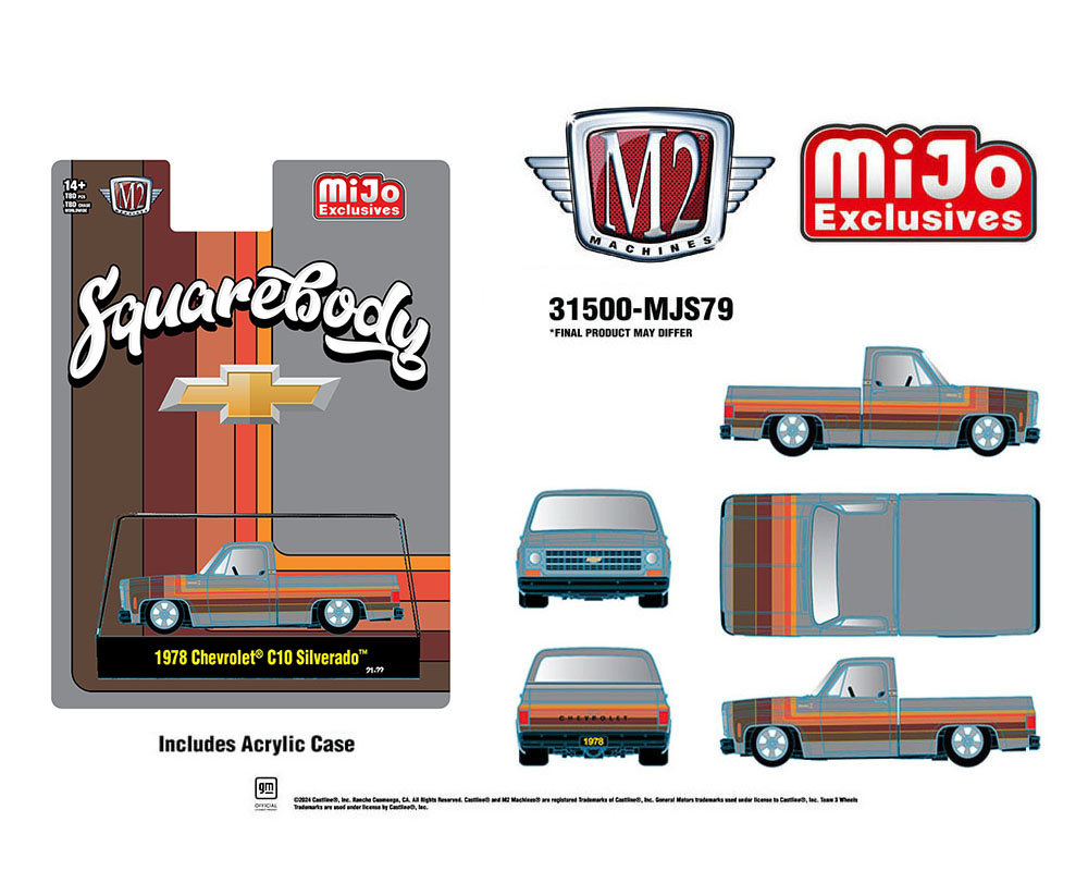 M2 Machines 1:64 1978 Chevrolet C10 Silverado Squarebody Pickup Truck – Cool Grey