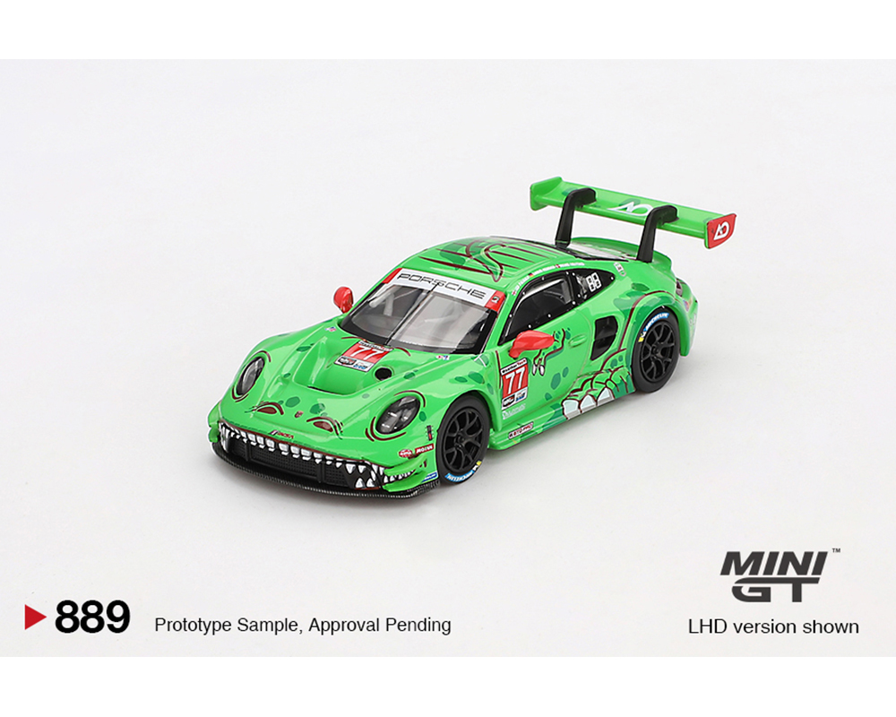 #889 - (Preorder) Mini GT 1:64 Porsche 911 GT3 R #77 AO Racing 2024 IMSA Daytona 24 Hrs GTD Pro 2nd Place