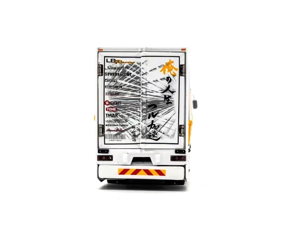 GCD 1:64 Liberty Walk LB-Trucks Mitsubishi Fuso Super Great Transporter Sphere 23 Light – White