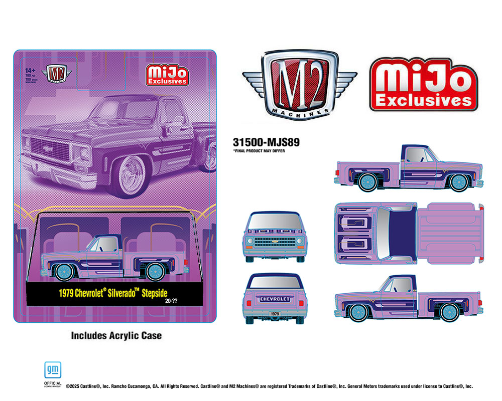 (Preorder) M2 Machines 1:64 1978 Chevrolet Silverado Stepside Lowriders – Purple