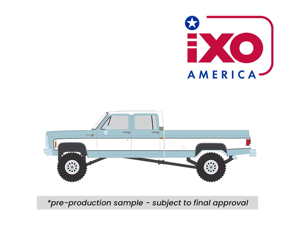 (Preorder) IXO Model 1:64 1978 Chevrolet Silverado K30 Crew Cab Fleetside Lifted -Blue with White – Limited Edition