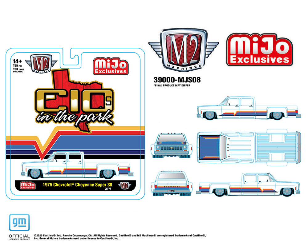 (Preorder) Chase - M2 Machines 1:64 1975 Chevrolet Cheyenne Super 30 Dually “C10s In The Park” – White