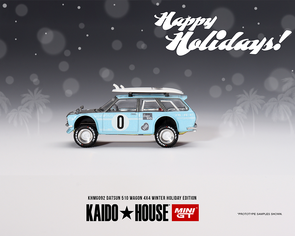 #092 - Kaido House x Mini GT 1:64 Datsun 510 Wagon Kaido GT Surf Safari RS Winter Holiday Edition