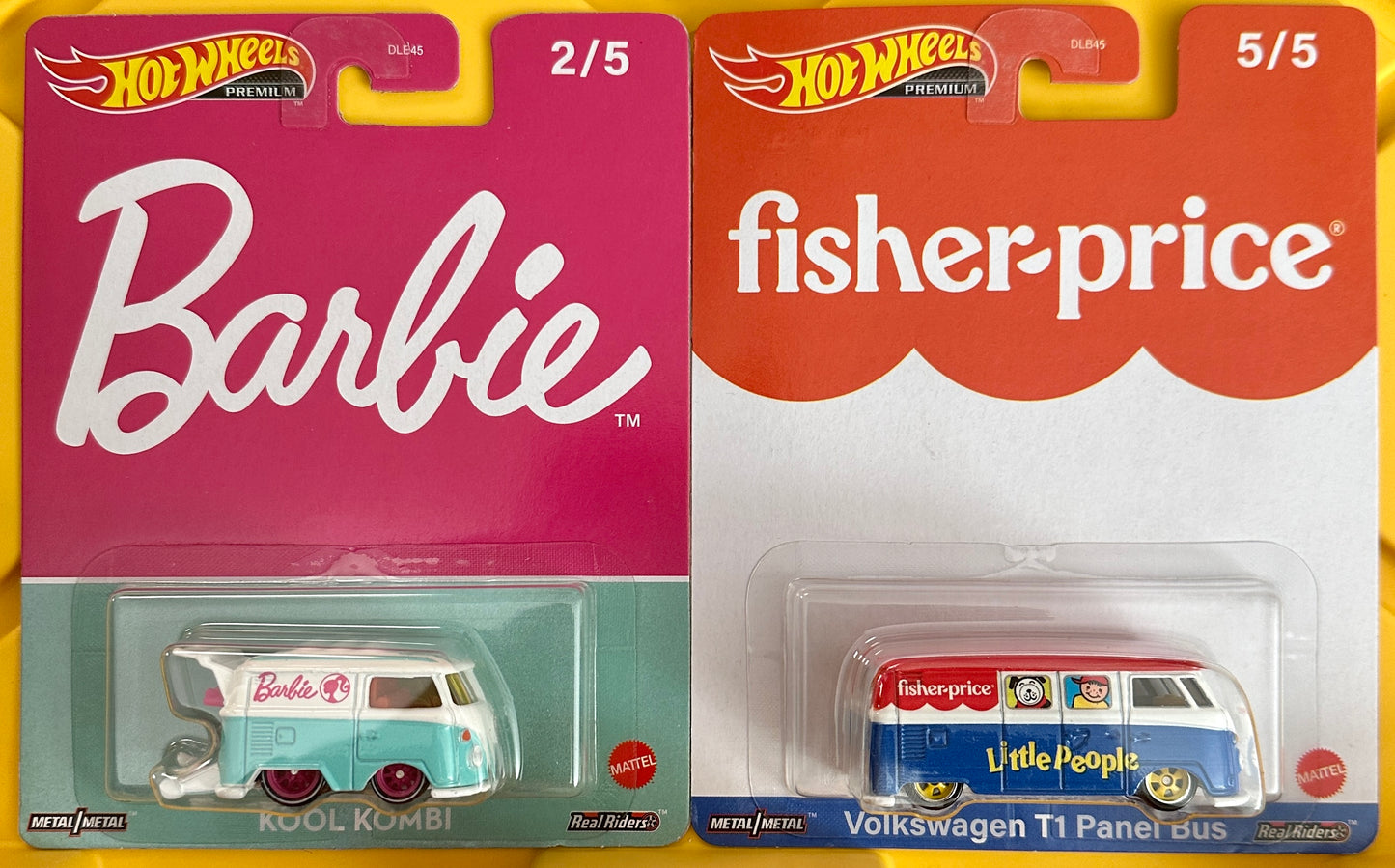 Hot Wheels Barbie Kool Kombi & Fisher-Price VW T1 Panel Bus