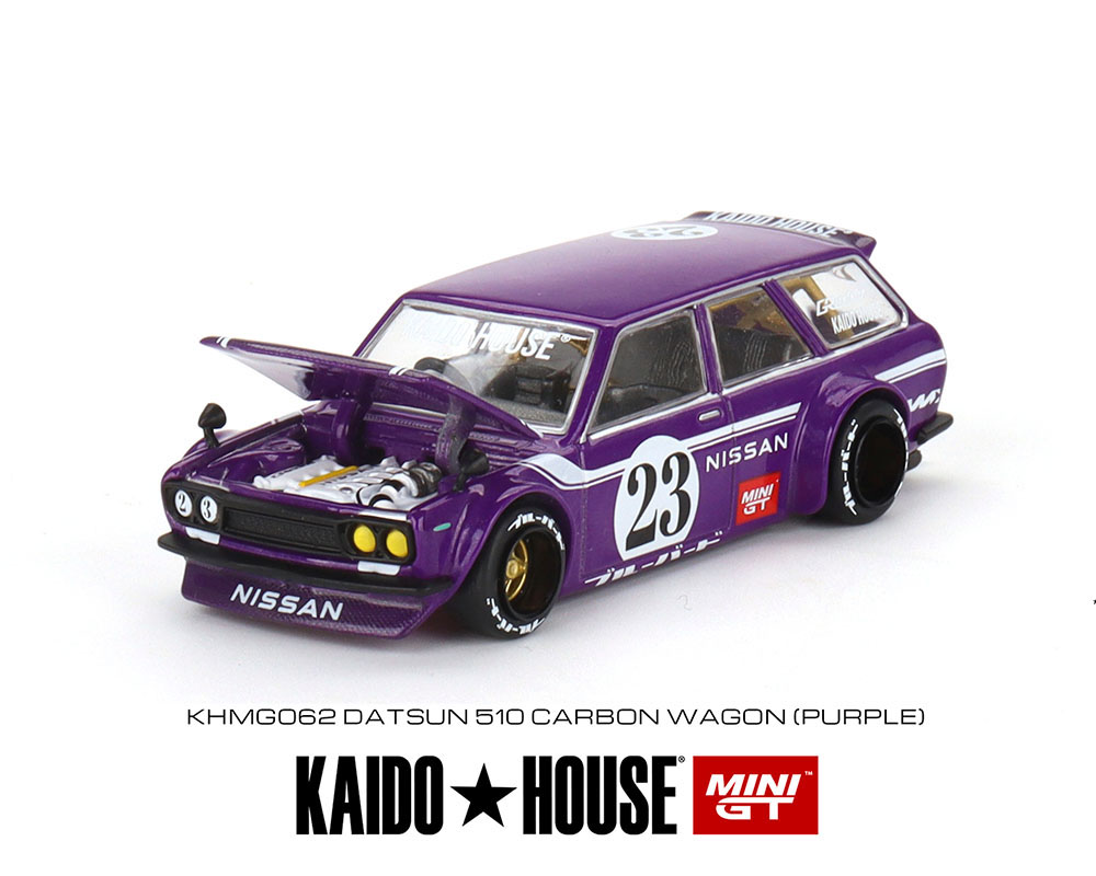 #062 - Kaido House x Mini GT 1:64 Datsun KAIDO 510 Wagon CARBON FIBER V1 Purple Limited Edition