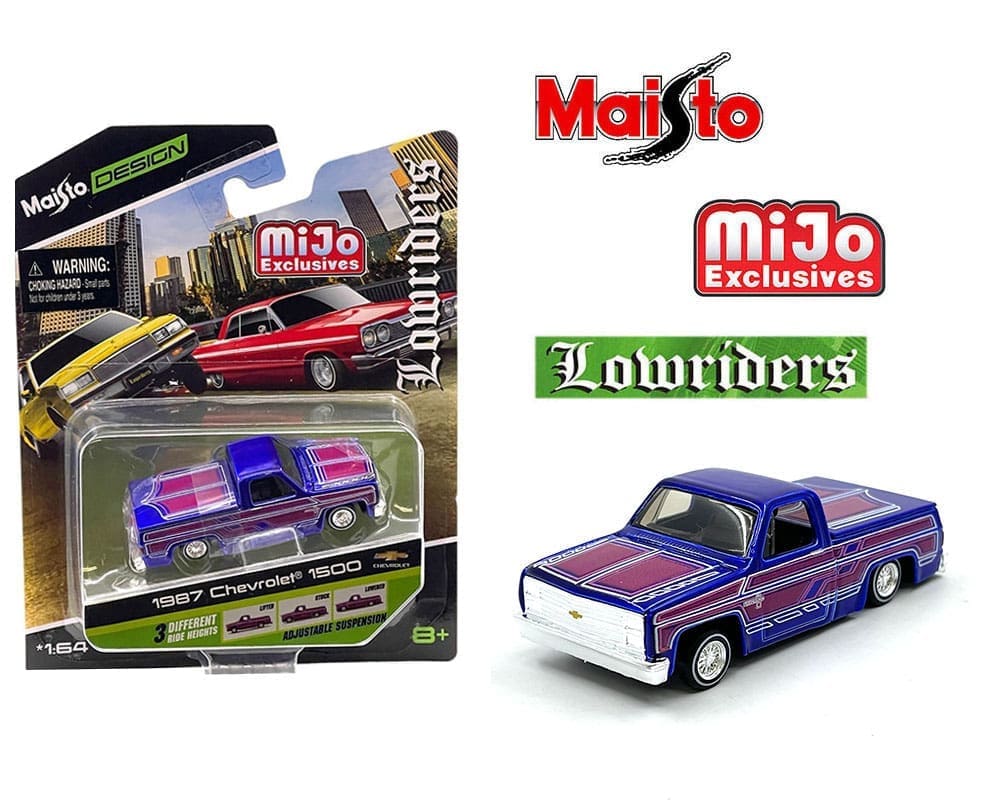 Maisto 1:64 1987 Chevrolet 1500 Lowriders – Metallic Blue