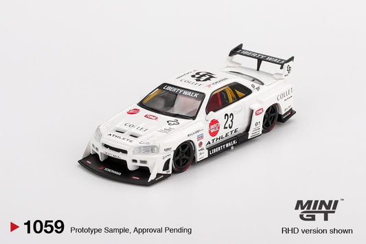 #1059 - Mini GT 1:64 Nissan LB-ER34 Super Silhouette ATHLETE/COLLET – White