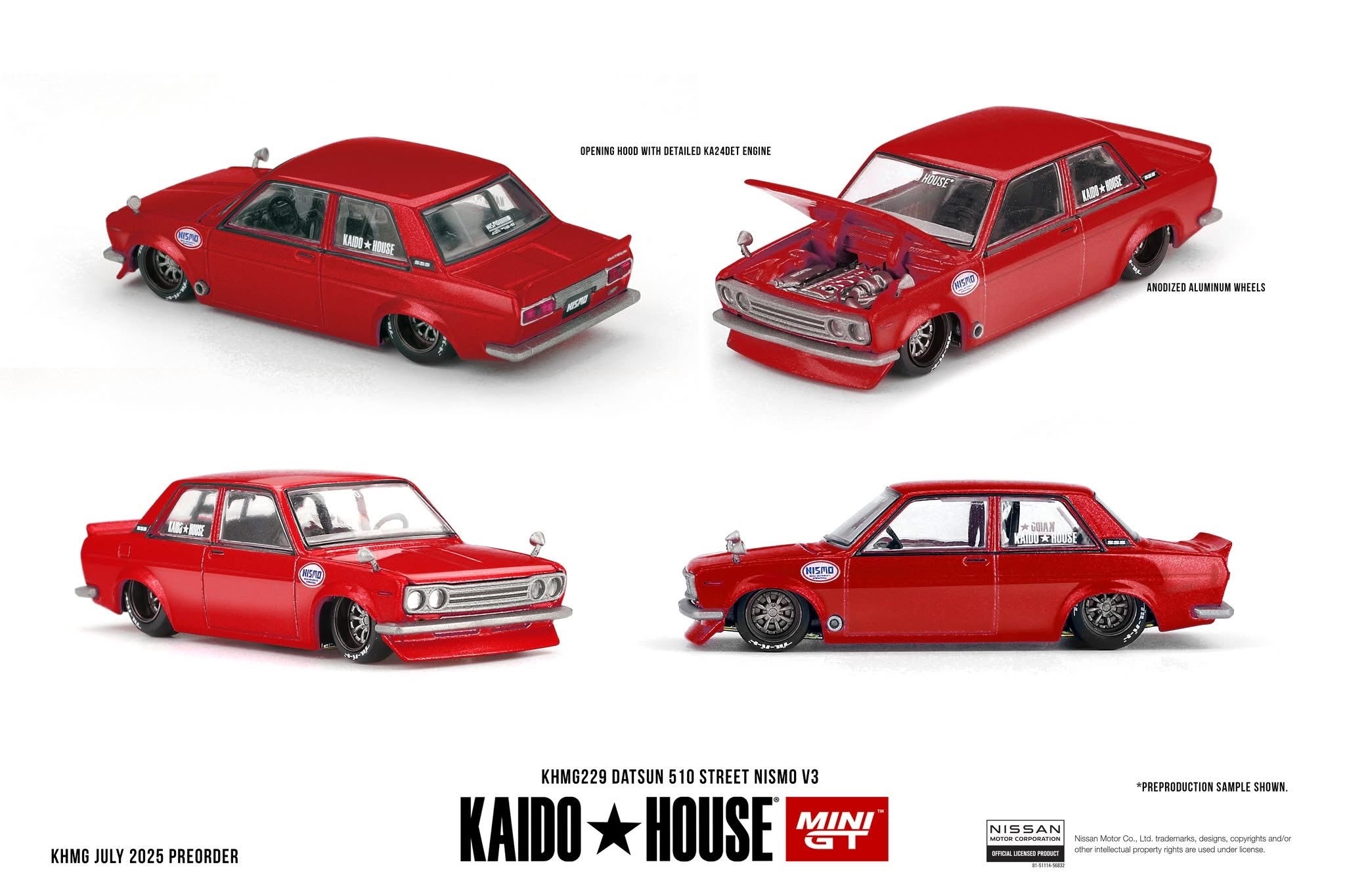 229 - Kaido House x Mini GT 1:64 Datsun 510 Street Nismo V3 - Red