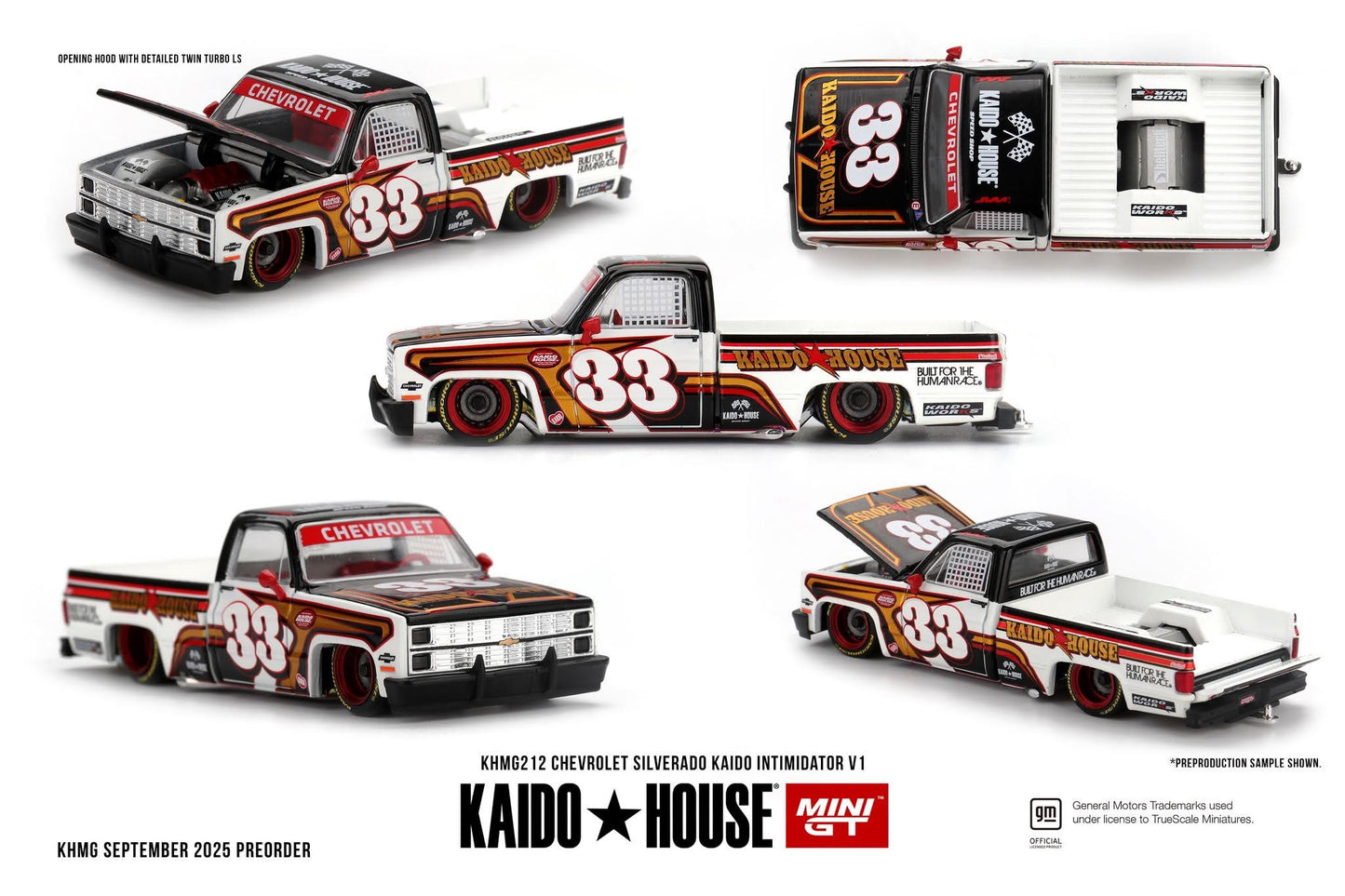 #212 - Kaido House x Mini GT Chevrolet Silverado KAIDO Intimidator V1 - White w/ Brown Two-tone