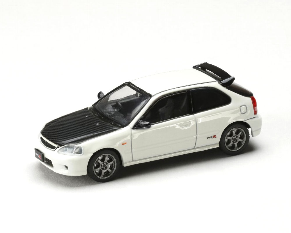 (Preorder) Hobby Japan 1:64 JDM64 Honda CIVIC TYPE R (EK9) JDM Style – Championship White w/ Carbon Hood