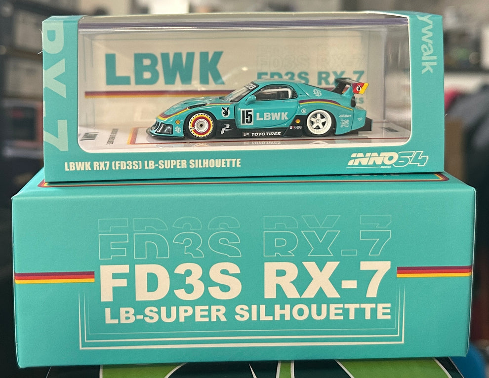Inno64 1:64 Mazda RX-7 FD3S LBWK LB-Super Silhouette Teal HEC Hobby Ex ...