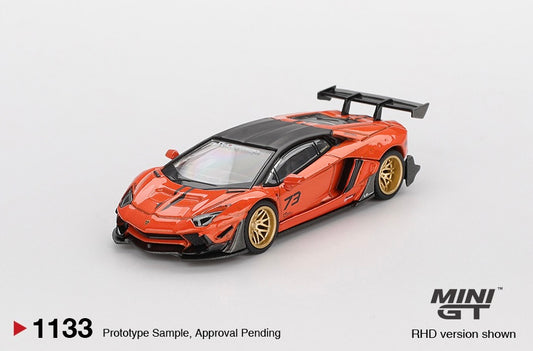 #1133 - Mini GT 1:64 LB★WORKS Lamborghini Aventador – Orange – MDX 2025