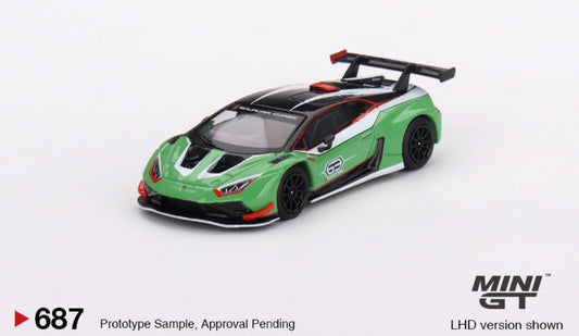 Mini GT 1:64 Lamborghini Huracan GT3 EVO2 Presentation Green - #687