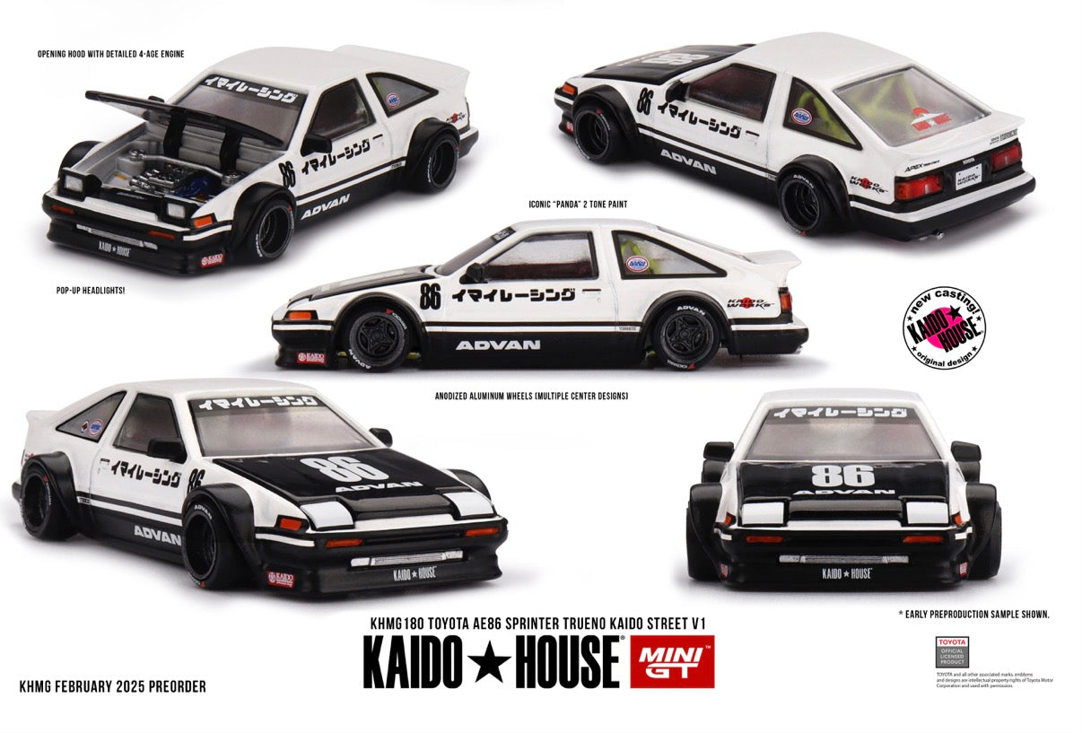 #180 - Kaido House x Mini GT 1:64 Toyota AE86 Sprinter Trueno Kaido Street V1- White