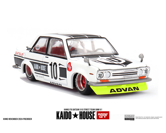 #176 - Kaido House x Mini GT 1:64 Datsun 510 Street Team XMM V1- White