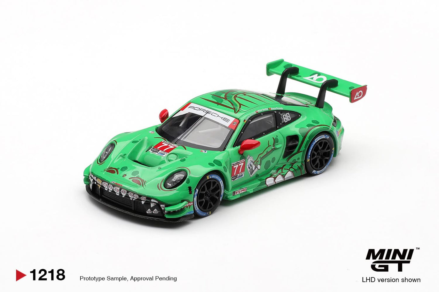 #1218 - Mini GT 1:64 Porsche 911 GT3 R (992) #77 AO Racing 2025 IMSA Sebring 12 Hrs Class Winner - Rexy *Limit of 2 per order!