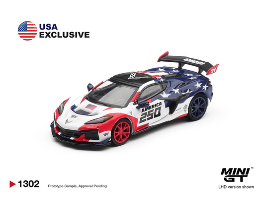 #1302 - (Preorder) Mini GT 1:64 Chevrolet Corvette ZR1 America 250 USA Exclusive LHD- Limited Edition *Limit 2 Per Order*