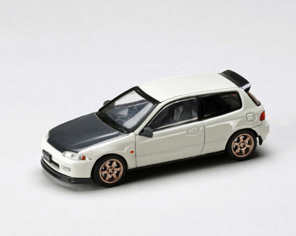 (Preorder) Hobby Japan 1:64 JDM64 Honda CIVIC (EG6) SIR-Ⅱ JDM Style – Frost White w/ Carbon Hood