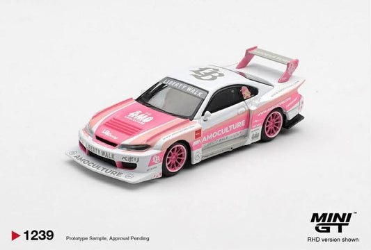 #1239 - (Preorder) Mini GT 1:64 Nissan Silvia (S15) LB-Super Silhouette AMOCULTURE