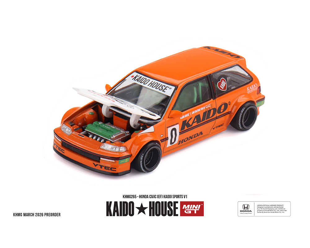 #265 - Kaido House x Mini GT 1:64 Honda Civic (EF) Kaido Sports V1 – Orange