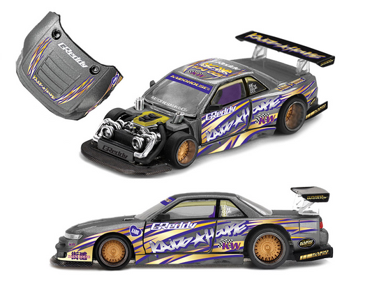 #235 - Kaido House x Mini GT Nissan Silvia S13-R Kaido Drift V1 Greddy - Gunmetal Gray