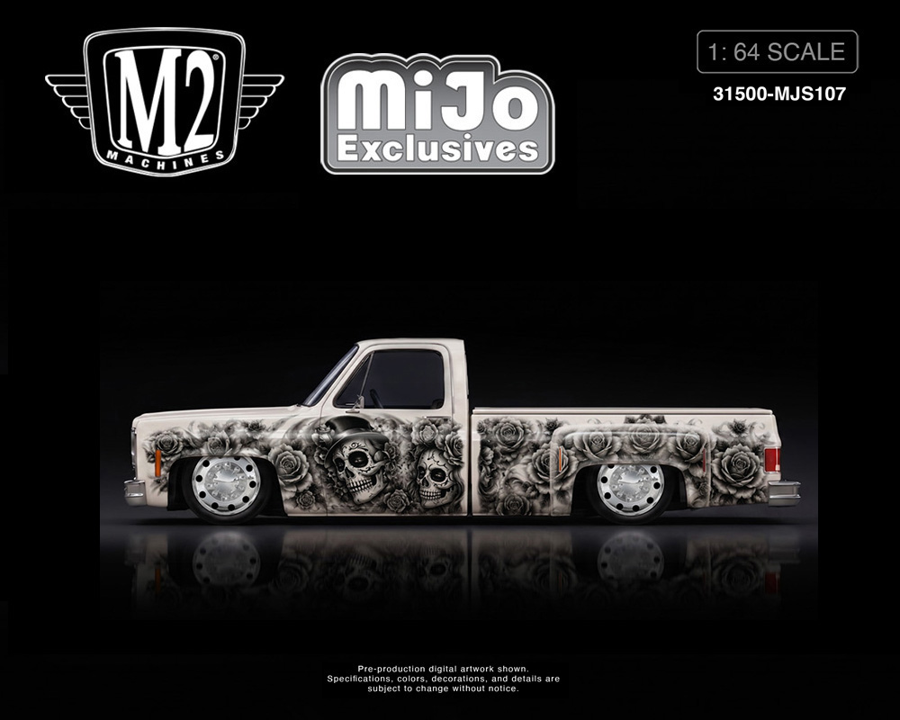 MJS107 - (Preorder) M2 Machines 1:64 2026 “Dias De Los Muertos” 1978 Chevrolet Cheyenne Super 30 – Pearl White