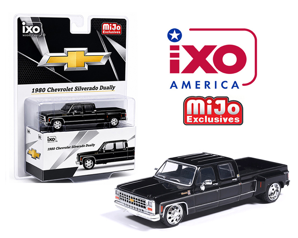 IAPR1013 - IXO Model 1:64 1980 Chevrolet Silverado C30 Crew Cab Dually Lowered – Black – Limited Edition