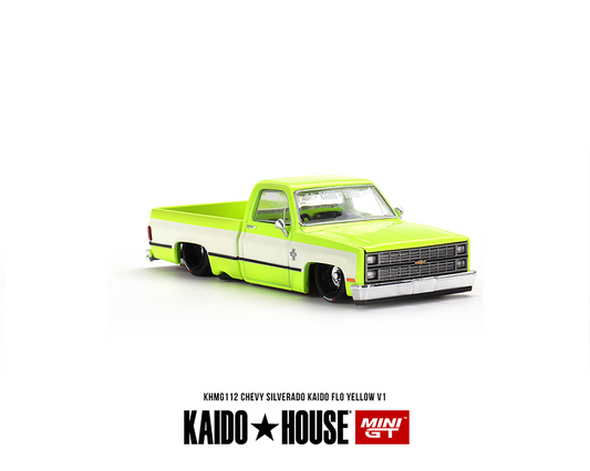 Kaido House x Mini GT 1:64 Chevrolet Silverado KAIDO Flo V1 – Yellow