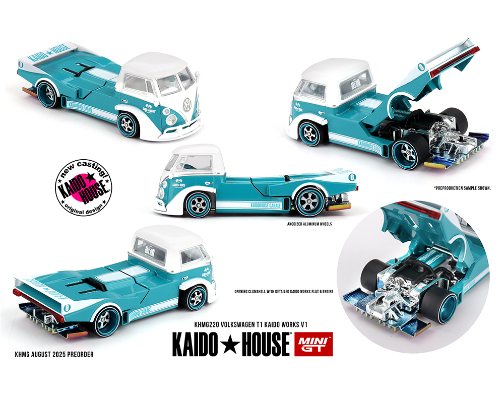#220 - Kaido House x Mini GT Volkswagen T1 KAIDO WORKS V1 – Turquoise/White