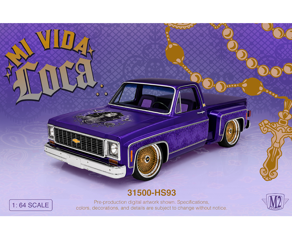 HS93 - (Preorder) M2 Machines 1:64 1973 Chevrolet Cheyenne 10 Stepside Mi Vida Loca