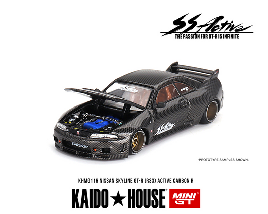 Kaido House x Mini GT 1:64 Nissan Skyline GT-R (R33) Active Carbon R