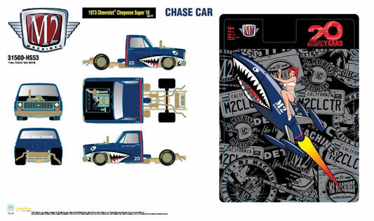 (Preorder) Chase - M2 Machines 1:64 1973 Chevrolet Cheyenne Super 10 Bedless Truck – Blue