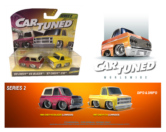 CarTuned 1:64 2-Pack Series 2 – 1969 Chevrolet K5 Blazer Lowrider and 1987 Chevrolet C10 Lowrider