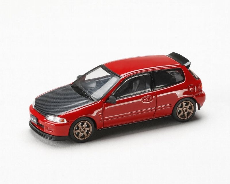 Hobby Japan 1:64 Honda Civic (EG6) SIR-II JDM Style – Milano Red with Carbon Hood – JDM64