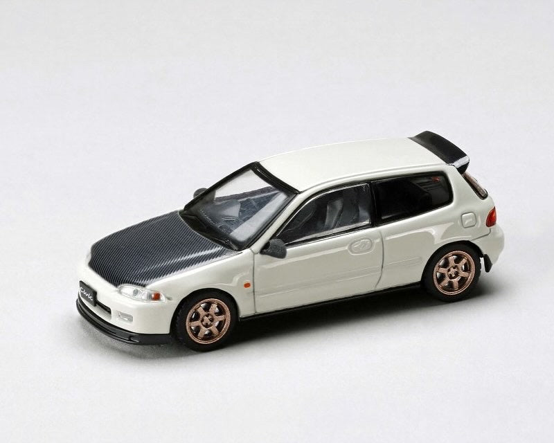 Hobby Japan 1:64 Honda Civic (EG6) SIR-II JDM Style – Frost White with Carbon Hood – JDM64