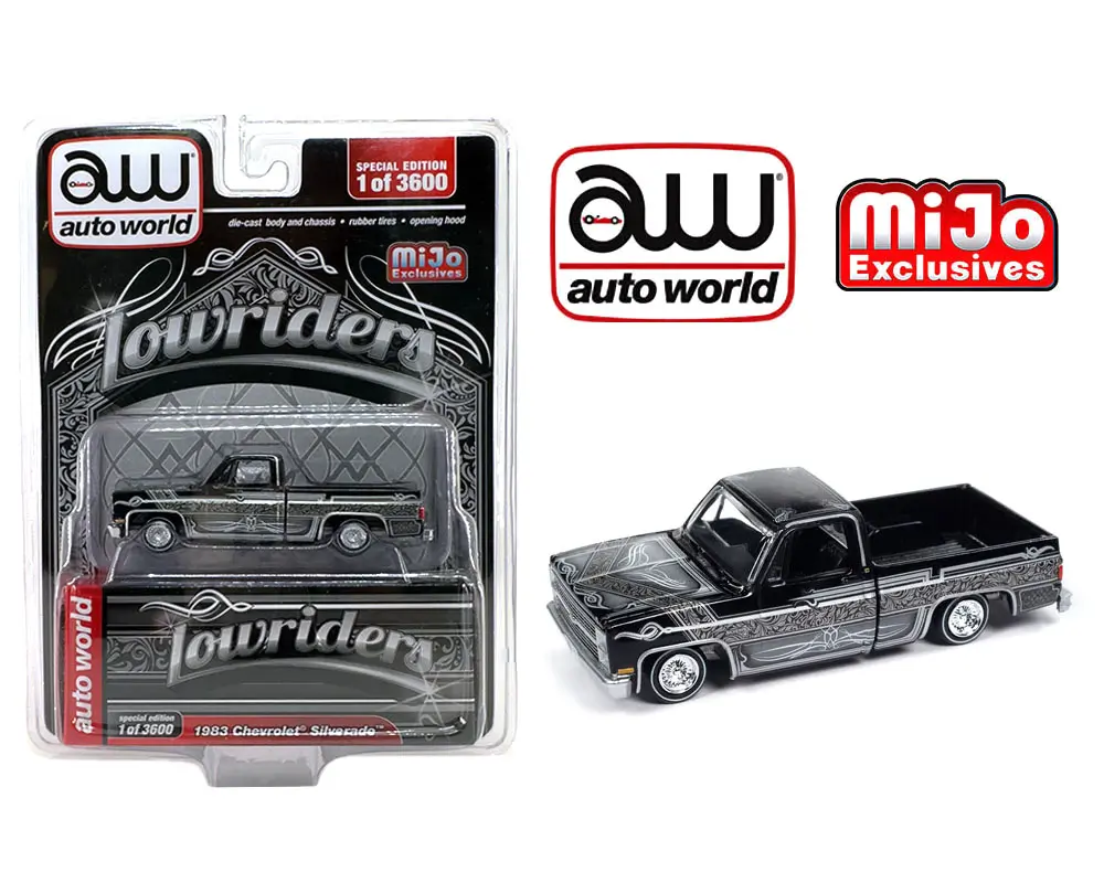 Auto World 1:64 1983 Chevrolet Silverado – Black – Lowriders