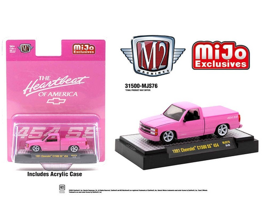 M2 Machines 1:64 1991 Chevrolet C1500 SS 454 Pickup Truck Limited Edition – Semi Gloss Pink