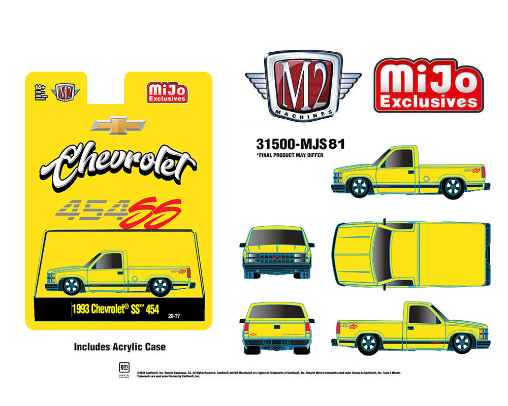 (Preorder) M2 Machines 1:64 1993 Chevrolet SS 454 Pickup Truck – Yellow