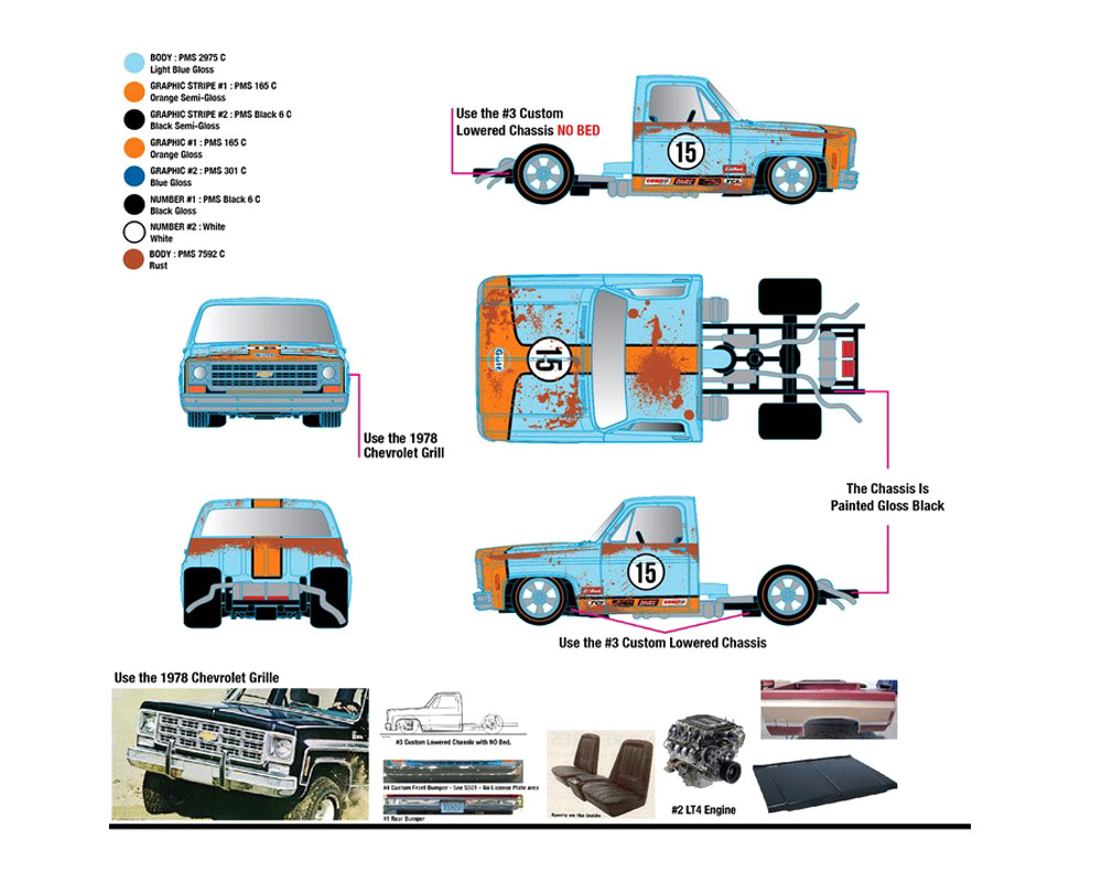 (Preorder) M2 Machines 1:64 Mijo Exclusives Auto-Haulers 1973 Chevrolet C30 Wedge Truck & 1978 Chevrolet Silverado 10 Bedless Gulf Livery – Blue – Limited Edition