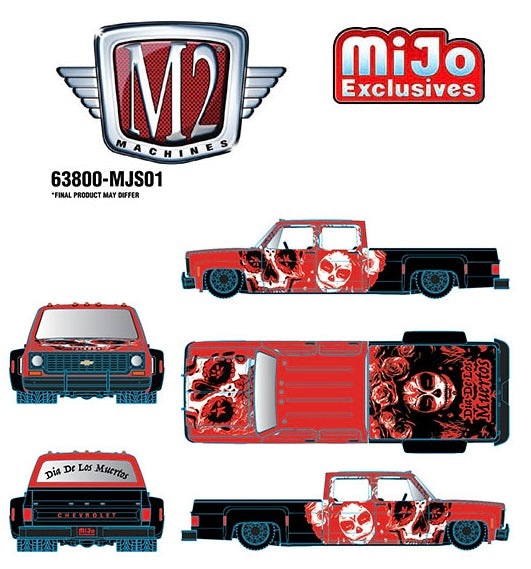 M2 Machines 1:64 1973 Chevrolet Cheyenne Super 30 “Dia De Los Muertos ” 2023 – Mijo Exclusives Limited Edition