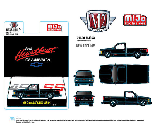 M2 Machines 1:64 Mijo Exclusives 1992 Chevrolet C1500 SS 454 Black