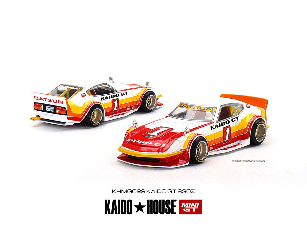 Kaido House x Mini GT 1:64 Datsun KAIDO Fairlady Z Kaido GT V1 Red With White Limited Edition